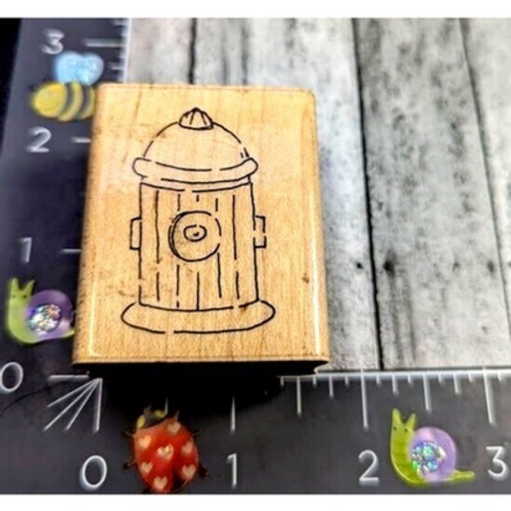 JRL Design Fire Hydrant Rubber Stamp Wood #A99